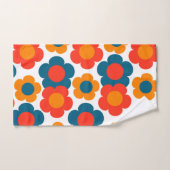 Bleu Whimsical & Orange Floral Retro Gourme (Serviette à main)