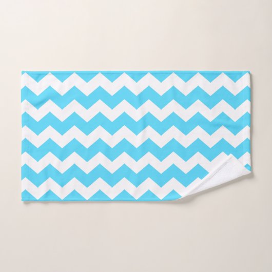 Bleu Zigzag rayé (Serviette à main)