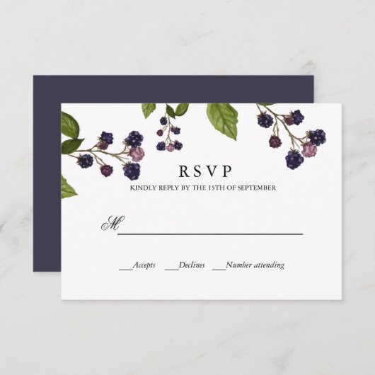 BleuBerry | Réponse MARIAGE RSVP (Devant / Derrière)