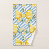 BLEUE & BLANCHE STRIPES JAUNES & BLANCS (Serviette à main)