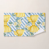 BLEUE & BLANCHE STRIPES JAUNES & BLANCS (Serviette à main)