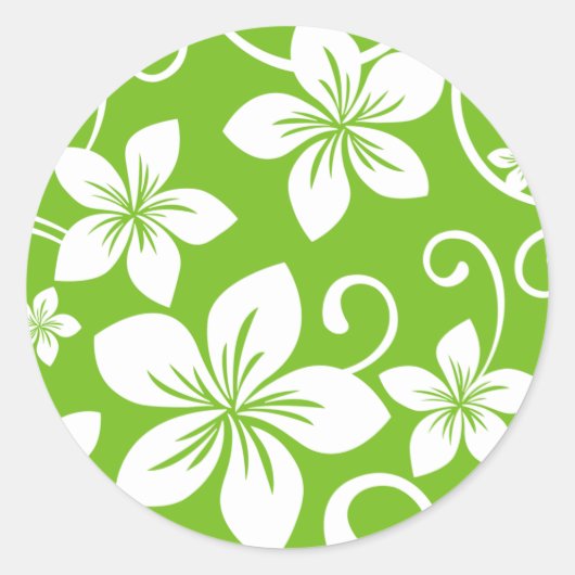 BLEUE HAWAII (LIME) STICKER ROND CLASSIQUE (Devant)