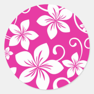 BLEUE HAWAII (ROSE CHAUDE) STICKER ROND CLASSIQUE