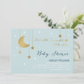 Bleue Lune et étoiles Baby shower Invitation (Debout devant)
