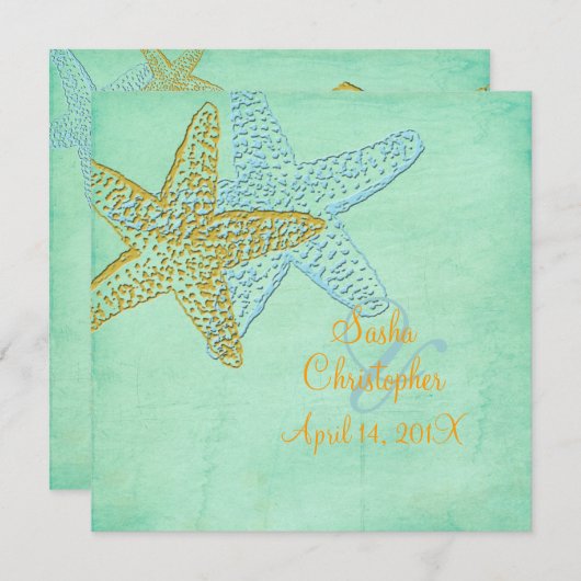 BLEUE STARFISH/BEACH Wedding Invitations (Devant / Derrière)