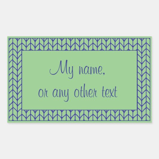 BLEUE VERT KNIT Rectangle Stickers Matte + Texte I (Devant)