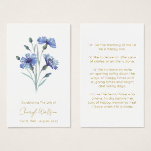 Bleuet Carte de prière mémorielle simple