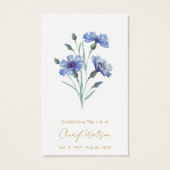 Bleuet | Carte de prière mémorielle simple (Devant)