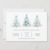 Bleus Arbres de Noël Boy Baby shower Invitation (Devant)