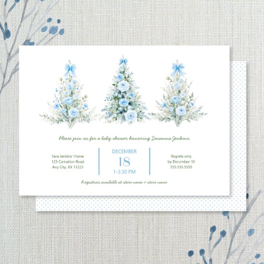 Bleus Arbres de Noël Boy Baby shower Invitation