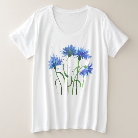 Bleus bleuets fleurs aquarelle rustique joli  (Design devant)