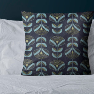 Bleus Chic Golds Motif Floral Jeter Oreiller