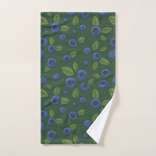 Bleus sur vert foncé (Serviette à main)