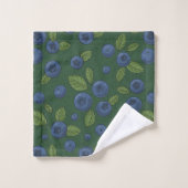 Bleus sur vert foncé (Gant de toilette)