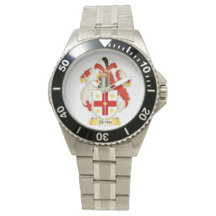 Blevins Family Crest Mens Montre en acier inoxydab