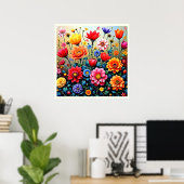 Blij Abstract Bloementuinontwerp Poster (Thuiskantoor)