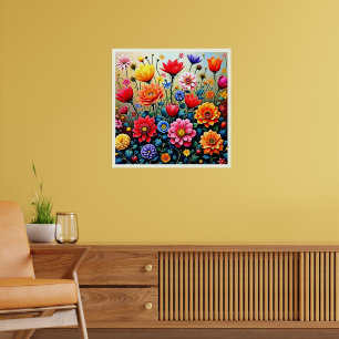 Blij Abstract Bloementuinontwerp Poster