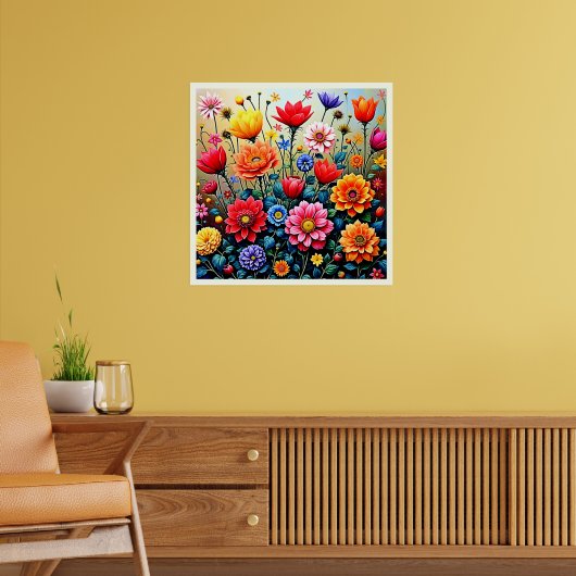 Blij Abstract Bloementuinontwerp Poster (Woonkamer 2)