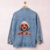 Blij Anime Meisje: Grijs Haar, Rode Bril, Rode Rob Denim Jacket (Hangar)