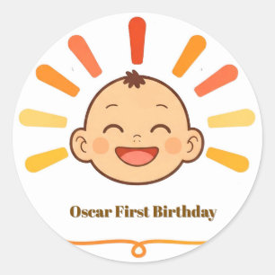 Blij baby met lachend gezicht ronde sticker