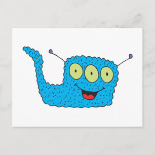 blij blauw monster briefkaart