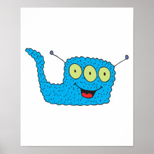 blij blauw monster poster