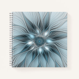 Blij bloem abstract blauw grijs bloemmotief fracta notitieboek