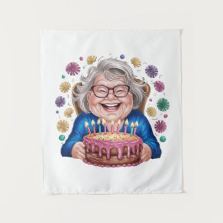 Blij Bril Oma Verjaardag Grafisch Wandkleed