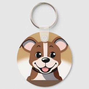Blij Bruin Puppie Hond Lachend Stralend Sleutelhanger