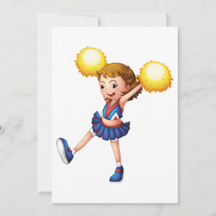 Blij Cheerleader Meisje Gouden Pom Poms Kaart
