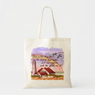 Blij Christelijke vuurtoren canvas tas