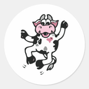 Blij Dansende Koe Ronde Sticker