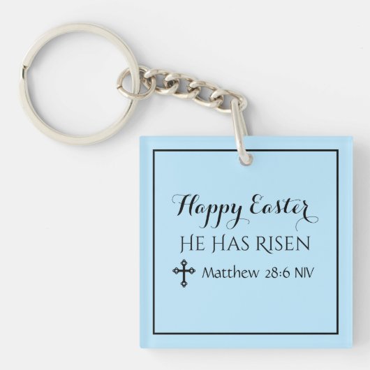 Blij dat hij de bijbel verse blauw heeft gerezen sleutelhanger (Voorkant)