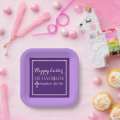 Blij dat hij de Bijbel verse Paars heeft gerezen Papieren Bordje (Feest)