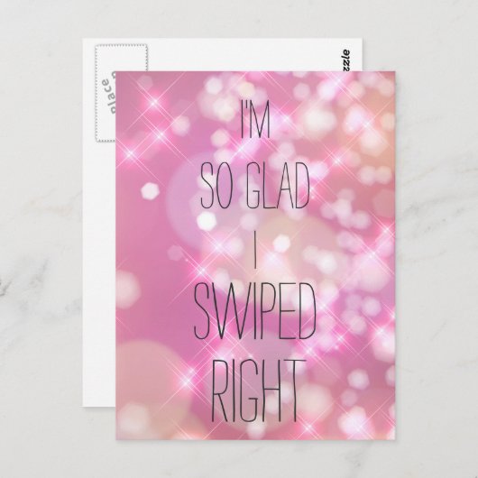 Blij dat ik naar rechts geswiped Grappige Roze Spa Briefkaart (Voorkant / Achterkant)