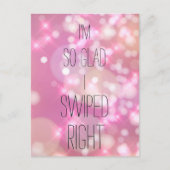 Blij dat ik naar rechts geswiped Grappige Roze Spa Briefkaart (Voorkant)