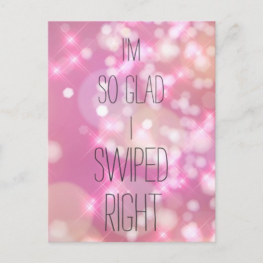 Blij dat ik naar rechts geswiped Grappige Roze Spa Briefkaart (Voorkant)
