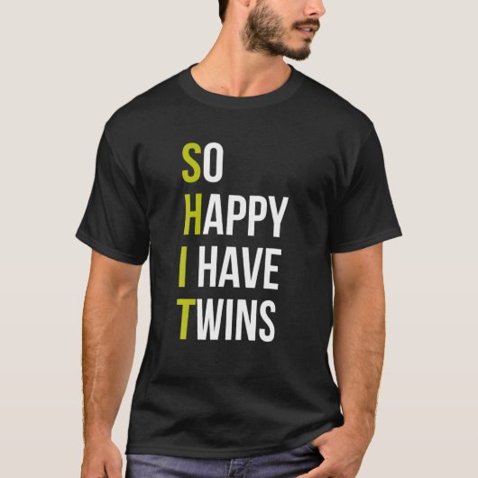 Blij dat ik tweelingen heb met code zwangere vader t-shirt (Voorkant)