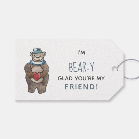 Blij dat we Friends Teddy Bear Valentijnsdag zijn Cadeaulabel (Voorkant (Horizontaal))