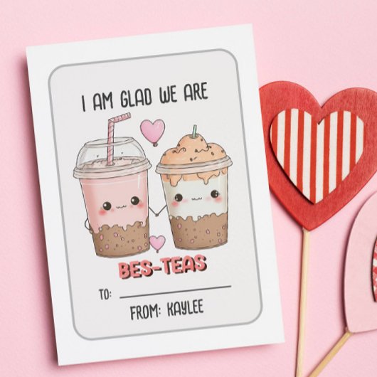 Blij dat we zijn Bes-teas KIND Valentijnsdag Class Notitiekaartje