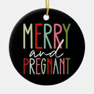 Blij en Zwanger Zwangerschaps Kerst Mama Keramisch Ornament