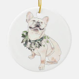Blij Frans vrouwtje Keramisch Ornament