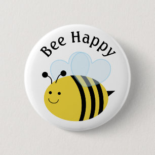 Blij gelukzalige hommel ronde button 5,7 cm