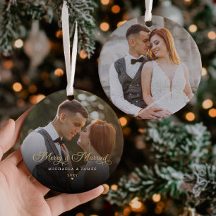 Blij & Getrouwd Huwelijksfotografie Keramisch Ornament