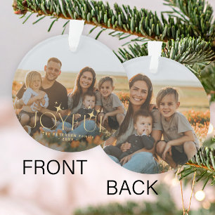 Blij gezin twee foto's dubbelzijdige Kerstmis Ornament