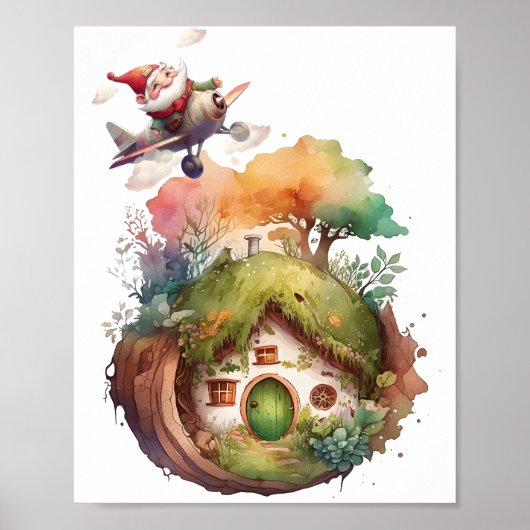 Blij Gnome Reizen Aarde Huis | Poster (Voorkant)