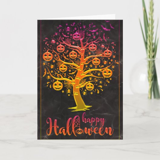 Blij Halloween Pompoen Boom Kaart (Voorkant)