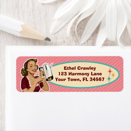 Blij huisvrouw retouradreslabels etiket (Insitu)