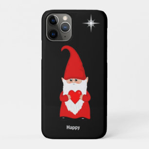 Blij kabouter met hart op zwart iPhone 11 pro hoesje