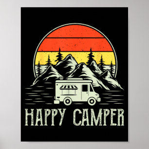 Blij kampeerder peuter jongetje grappige vintage c poster